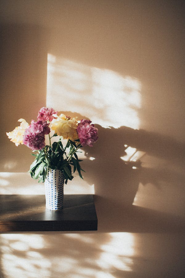 優しい光の中飾られた花のイメージ画像